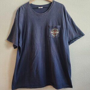 Vintage Harley-Davidson Shirt Mens 2XL Navy Pocket Cherohala Skyway Dealer 2005